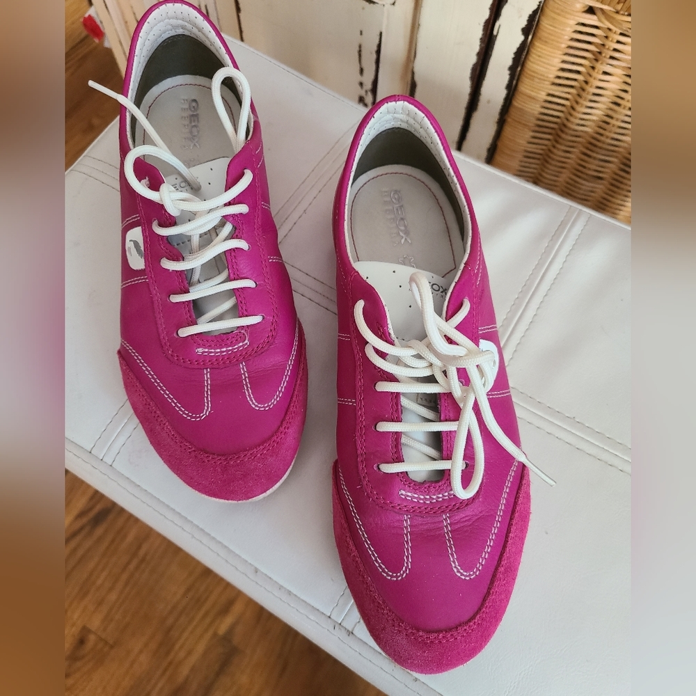 Geox Respira D Vega A Leather Lace Sneakers Size 38